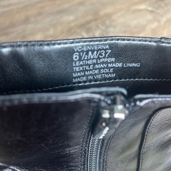 Vince Camuto Black Leather Block Heel Ankle Booties Pointed Toe Size 6.5 - Picture 7 of 10